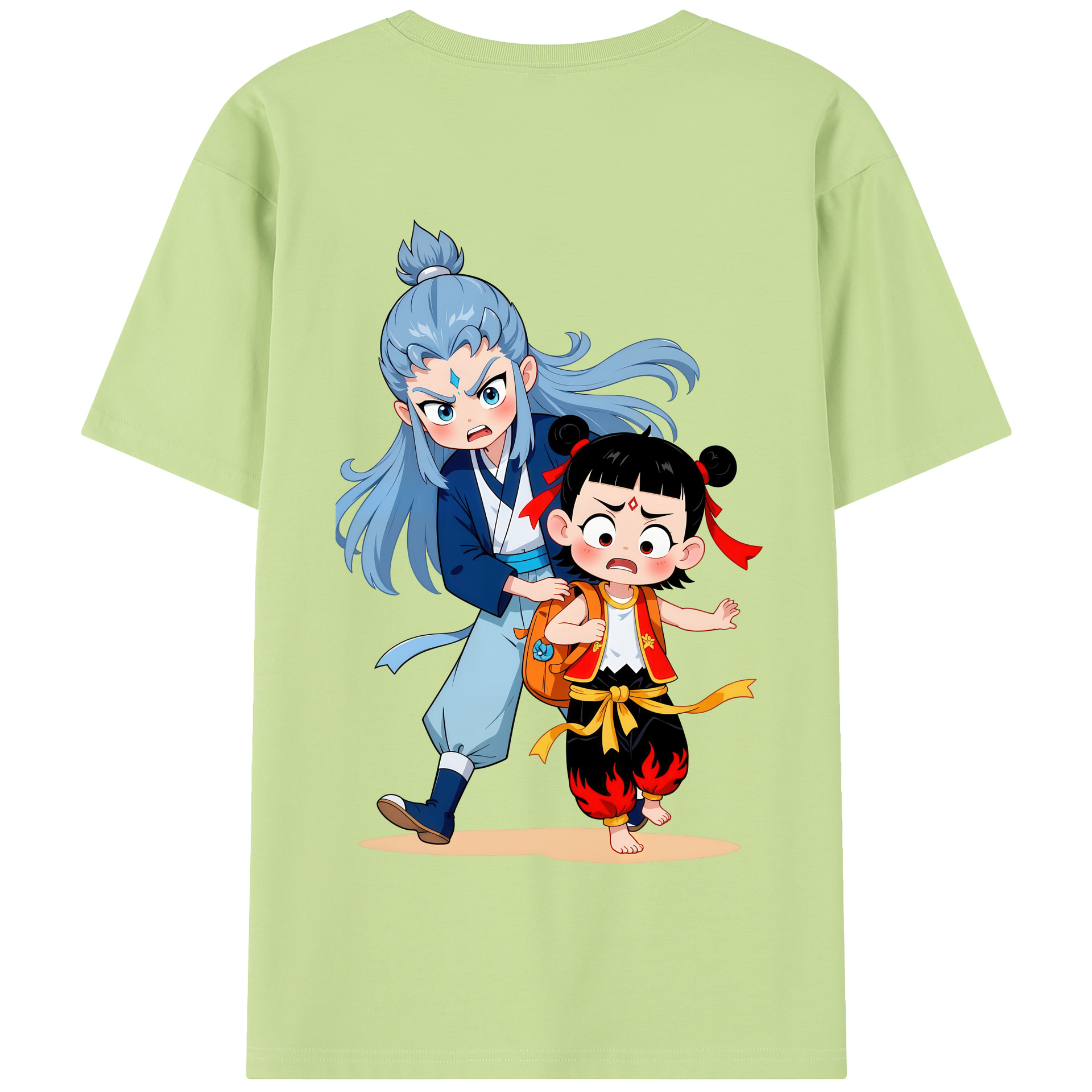 （画像用） Ne Zha 2 ナタ 魔童の大暴れ 綿100％半袖Tシャツ（背面プリント）